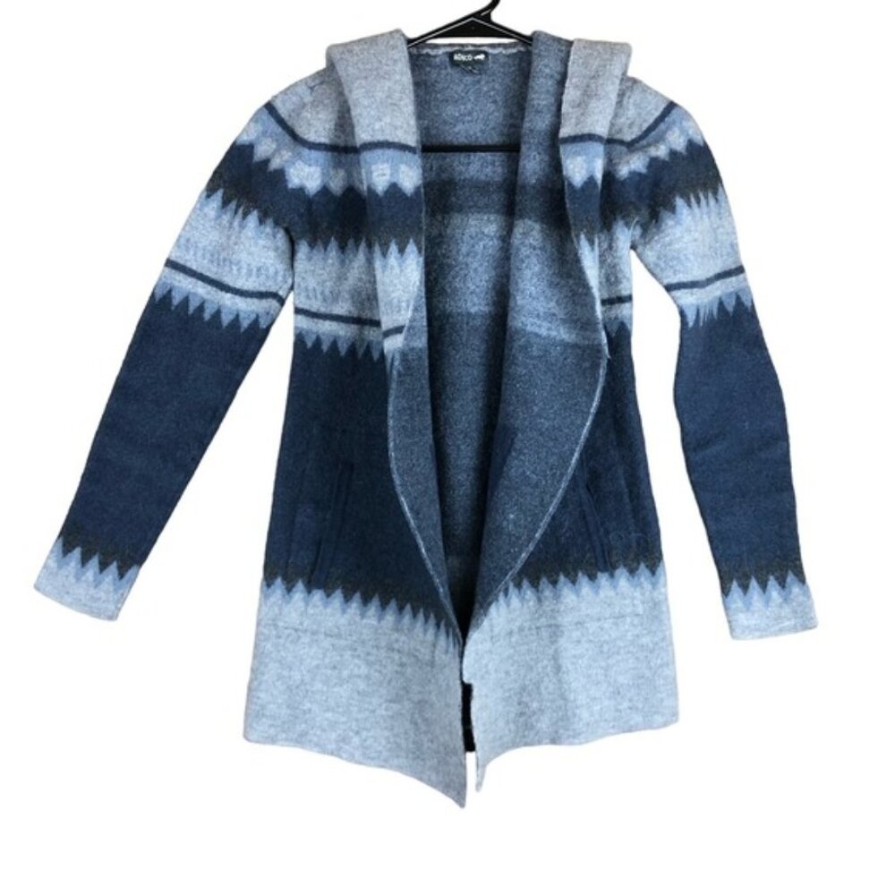 Toad & Co Womens Sweater Blue Gray Merino Merritt Hoodie Cascade Cabincore M (S)